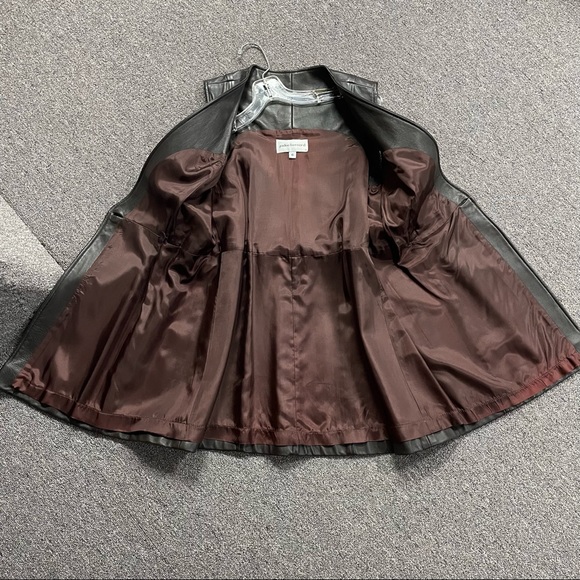 Vintage Jackie Bernard Brown Leather Sleeveless V-Neck Belted Mini Dress EUC 6 - Picture 6 of 7